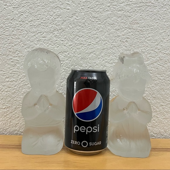 Vintage VIKING Clear Satin Glass Praying Boy and Girl Figurine - Picture 6 of 13